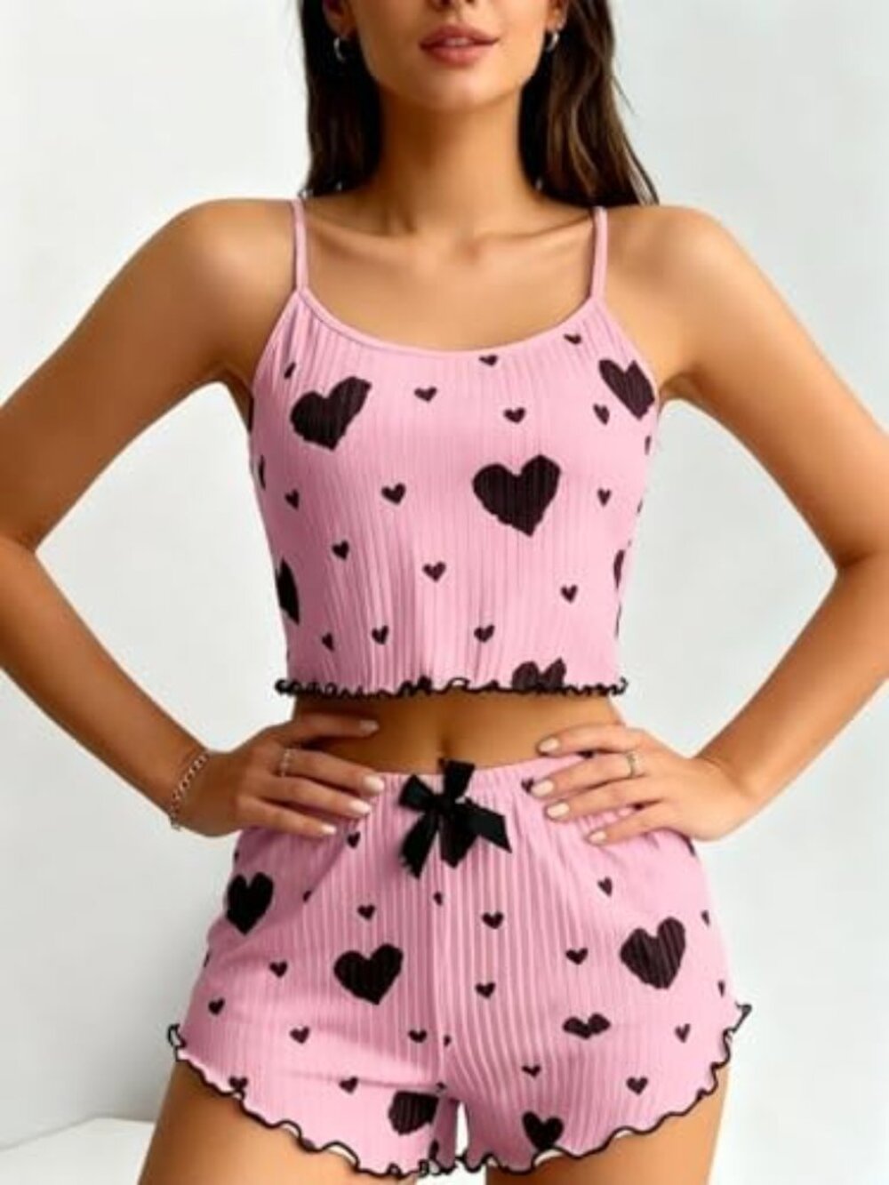 NEW Sexy 2 Piece Cami Pajama Set Tank Top & Shorts Cute Lounge Sleepwear